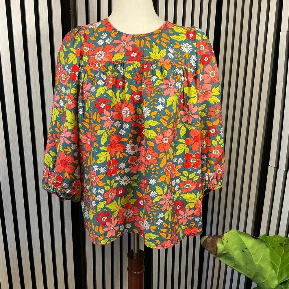 Michelle McDowell Floral Multicolor Blouse Sz M